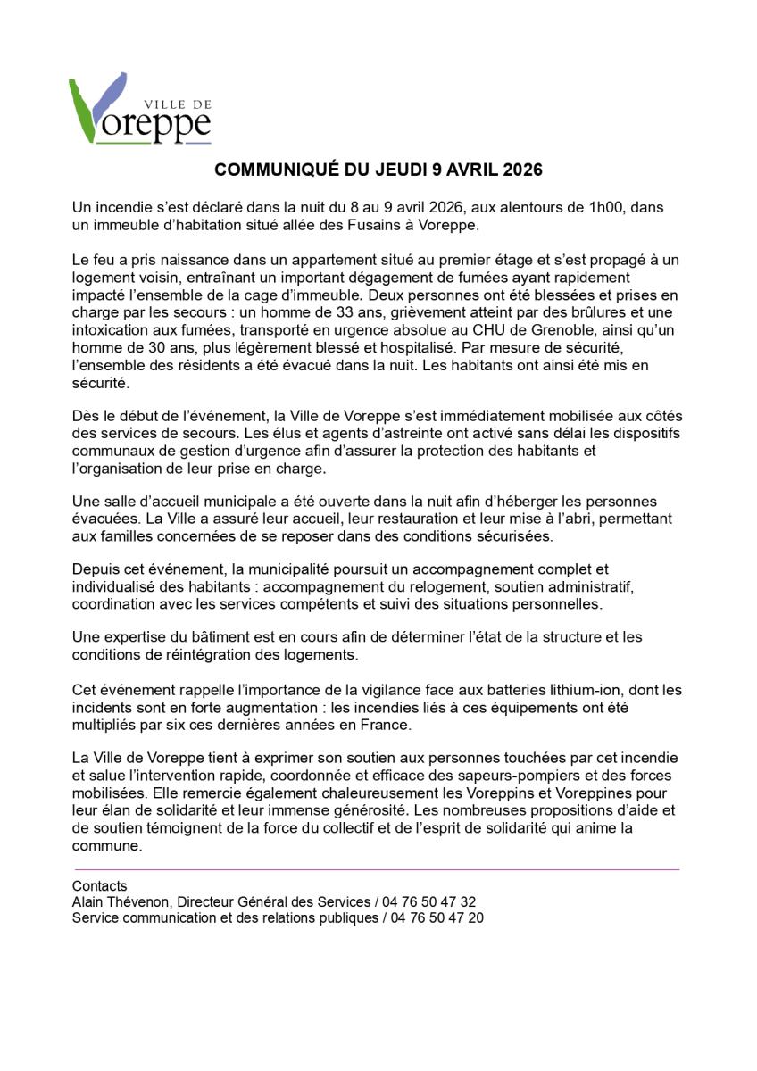 communiqué du 9 avril