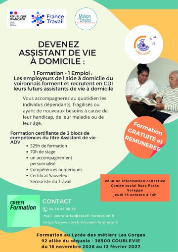 affiche devenez assitant de vie à domicile